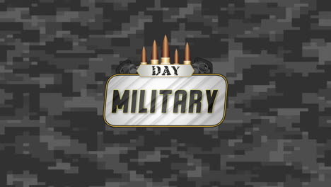 Animation-text-Military-Day-on-military-background-with-patrons