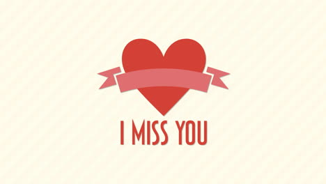 Animated-closeup-I-Miss-You-text-and-motion-romantic-red-heart-with-ribbon-on-Valentines-day-background