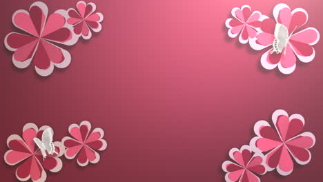 Nahaufnahmebewegung-Große-Romantische-Blumen-Auf-Rotem-Valentinstag-Glänzendem-Hintergrund