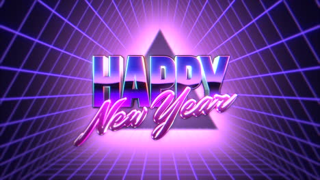 Animation-intro-text-Happy-New-Year-and-abstract-retro-triangle-retro-holiday-background