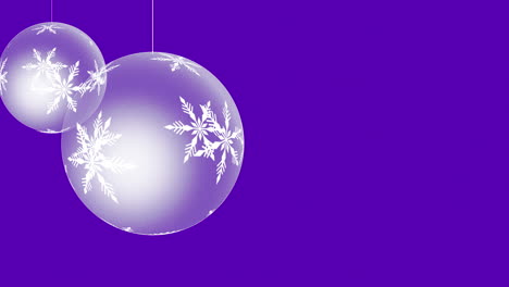 Movimiento-De-Primer-Plano-Animado-Bolas-Blancas-Y-Copos-De-Nieve-Sobre-Fondo-Púrpura