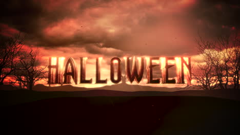 Animation-text-Halloween-and-mystical-animation-halloween-background-with-dark-clouds-and-mountains