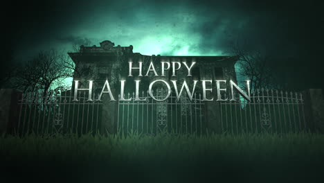 Animationstext-Happy-Halloween-Und-Mystischer-Horrorhintergrund-Mit-Haus-Und-Mond-1