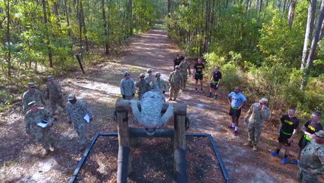 An-Aerial-Over-Us-Army-Soldiers-Going-Through-Obstacle-Course-Exercises-In-Basic-Training-6
