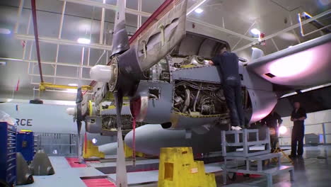 Time-Lapse-Of-C130-Hercules-Military-Airplane-In-A-Hangar-For-Maintenance-3