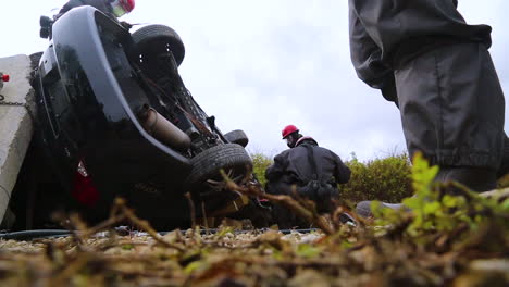 At-A-Fire-Rescue-Urban-Search-And-Rescue-Training-Site-Members-Of-The-Us-Army-Reserve-Pull-A-Mannequin-From-A-Wrecked-Car-And-Put-It-On-A-Stretcher