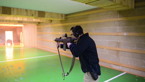 German-Soldiers-Shoot-At-An-Indoor-Gun-Range-On-The-Chievres-Air-Base
