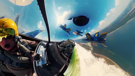 360-Footage-Of-the-Us-Navy-Flight-Demonstration-Squadron-the-Blue-Angels-Flying-In-Formation-And-Dropping-their-Landing-Gear-May-2-2019