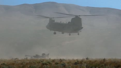 A-Us-Army-Transport-Helicopter-Lands-In-A-Dry-Field