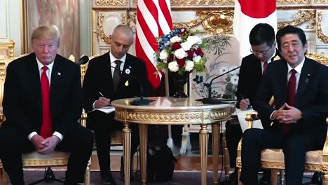 Prime-Minister-Of-Japan-Shinzo-Abe-And-President-Trump-Speak-To-the-Press-About-their-Upcoming-Bilateral-Meeting-2019