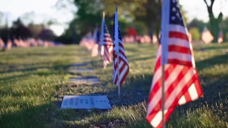 Slow-Motion-Broll-Of-Flags-Monuments-And-Graves-In-the-Rhode-Island-Veterans-Memorial-Cemetery-Exeter-Ri