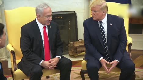 El-Presidente-Estadounidense-Donald-Trump-Y-El-Primer-Ministro-De-Isreali,-Benjamin-Netanyahu,-Durante-Una-Rueda-De-Prensa-De-La-Casa-Blanca-Dc-2