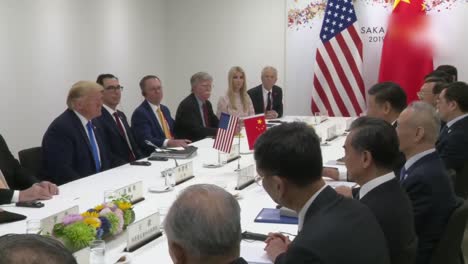 El-Presidente-Estadounidense,-Donald-Trump,-Y-El-Presidente-Chino-Xi,-Se-Reúnen-Y-Debaten-Sobre-Comercio-Durante-La-Reunión-Del-G20-En-Osaka,-Japón-1