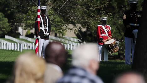 Slow-Motion-Us-Marines-In-Dress-Uniform-Lay-A-Fallen-Soldier-To-Rest-At-Arlington-National-Cemetery-Washington