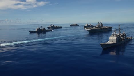 Aerial-Of-Us-Navy-Ships-In-Formation-During-Valient-Shield-Joint-Blue-Water-Training-Exercise-In-the-Philippine-Sea