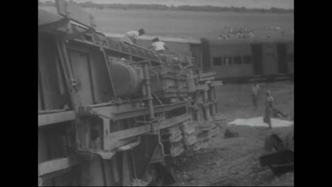 People-Are-Severely-Injured-After-A-Train-Derailment-In-India-In-1967