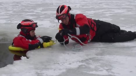 The-Coast-Guard-Demonstrates-An-Emergency-Ice-Rescue-In-Fast-Motion