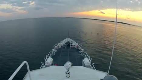 Time-Lapse-Shot-Of-A-Ship-Traveling-From-Port-To-Port
