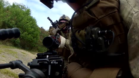 Us-Marines-On-Patrol-Through-A-Simulated-Arab-Village-And-Are-Attacked