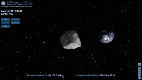 NASA-Animation-Eines-Asteroiden,-Der-Sich-Durch-Den-Weltraum-Bewegt-Und-Sich-Der-Erde-Nähert-2