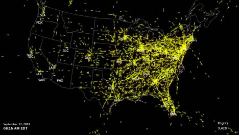 El-Mapa-Animado-Muestra-El-Tráfico-Aéreo-En-Los-Estados-Unidos-En-Un-Día-Normal-Y-La-Disminución-Repentina-El-11-De-Septiembre-De-2001.