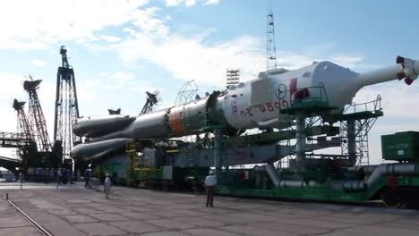 A-Russian-Soyuz-Rocket-Rises-Up-On-The-Launchpad