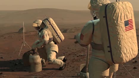 Animierte-Sequenz-Der-NASA-Stellt-Astronauten-Vor,-Die-Auf-Der-Oberfläche-Des-Mars-Arbeiten