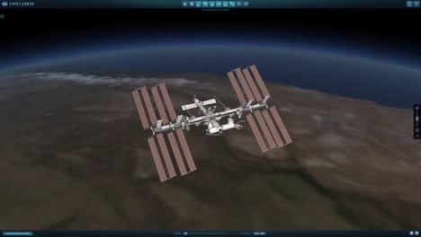 Eine-Animation-Der-Internationalen-Raumstation-Im-Orbit