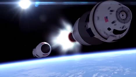 Un-Hermoso-Cohete-Simulado-Viaja-A-Través-De-La-Atmósfera-Superior-De-La-Tierra