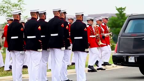 Us-Marine-Honor-Guard-Leads-A-Funeral-For-A-Fallen-Soldier