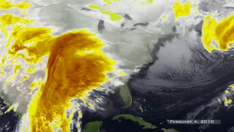 A-Weather-Map-Shows-Various-Storms-Passing-The-East-Coast-Of-The-Us