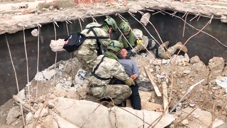 Peruvian-Army-Search-And-Rescue-Specialists-Work-On-Injured-Survivors-Of-A-Mock-Disaster-On-A-Beach-In-Lima-Peru-2