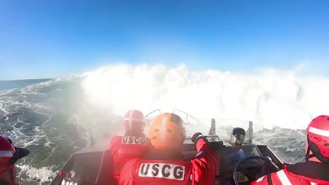 Coast-Guard-Station-Golden-Gate-Conducts-Surf-Training-In-Small-Boat-Near-San-Francisco-California