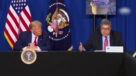 Us-President-Donald-Trump-And-Attorney-General-Bill-Barr-Discuss-Antifa-Radicals-Who-Hijack-Blm-Rallies-And-Carry-Out-Violence