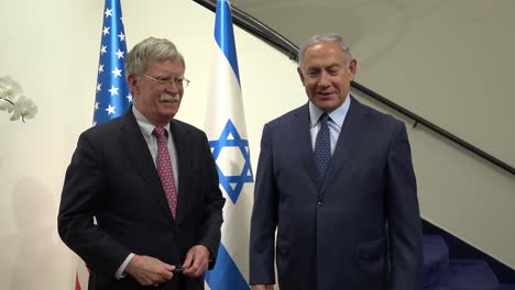 El-Asesor-De-Seguridad-Nacional-Estadounidense-John-Bolton-Se-Reúne-Con-El-Primer-Ministro-De-Isreali,-Benjamin-Netanyahu,-En-Jerusalén-Isreal
