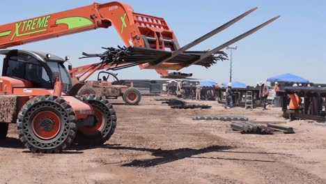 Us-Army-Corp-Of-Engineers-Contractors-Stage-Rebar-And-Bollards-For-the-Yuma-2-Border-Barrier-Near-Yuma-Arizona