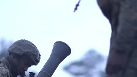 Us-Marines-Fire-Mortar-Rounds-During-Battalion-Field-Exercise-To-Sharpen-Artillery-And-Expeditionary-Skills-Camp-Lejeune-Nc