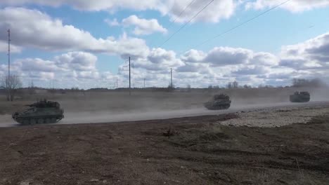 Drone-Shots-Of-Nato-Forward-Presence-Battlegroup-Estonia-Armor-Moves-During-Military-Training-Exercise-Estonia