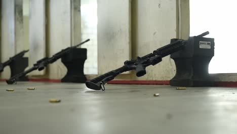 Us-Air-Force-Airmen-Practice-Marksmanship-At-An-Indoor-Shooting-Range-On-the-Mountain-Home-Afb-In-Idaho