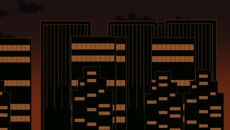 Cartoon-Animation-Hintergrund-Mit-Bewegungswolken-und-Gebäuden-Abstrakte-Stadtbild-Kulisse