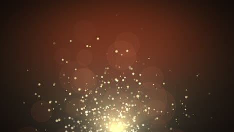 Motion-and-fly-gold-particles-and-round-bokeh-on-dark-background