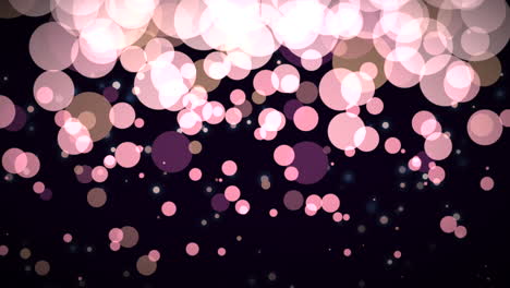 Motion-and-fly-pink-particles-and-round-bokeh-on-dark-background