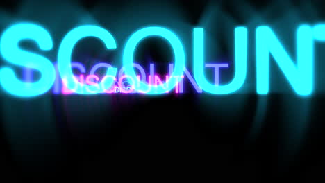Motion-of-neon-text-Discount-in-dark-background