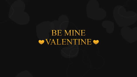 Animated-closeup-Be-Valentines-Mine-text-and-motion-small-gold-hearts-on-Valentines-day-background