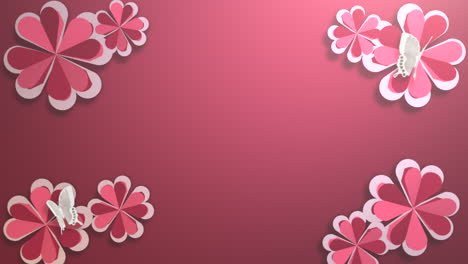 Animation-closeup-motion-romantic-flowers-on-red-holidays-shiny-background