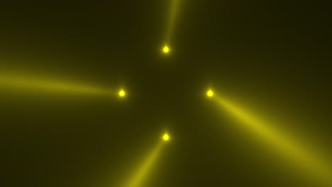 Animation-motion-yellow-glowing-spotlight-beams-on-dark-background-in-stage