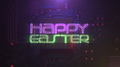 Animation-text-Happy-Easter-and-cyberpunk-animation-background-with-computer-chip-and-neon-lights-3