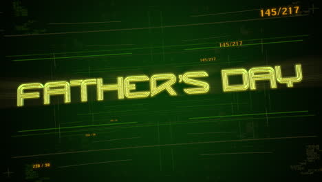 Animation-text-Fathers-day-and-cyberpunk-animation-background-with-computer-matrix-numbers-and-grid