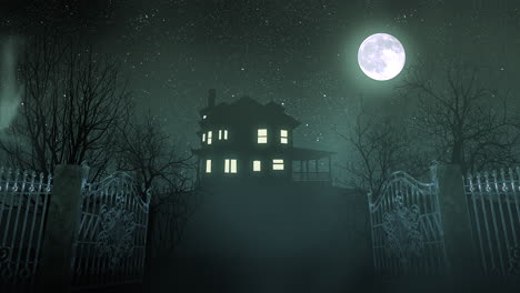 Mystical-horror-background-with-the-house-and-moon-abstract-backdrop