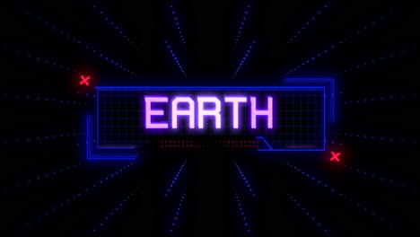 Animation-Nahaufnahme-Text-Zum-Tag-Der-Erde-Auf-Futuristischem-Neonbildschirm-Mit-Abstrakten-Linien-Und-Beginnt-In-Der-Galaxie